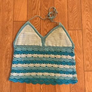 BLUE HALTER KNIT TOP 🦋🦋🦋